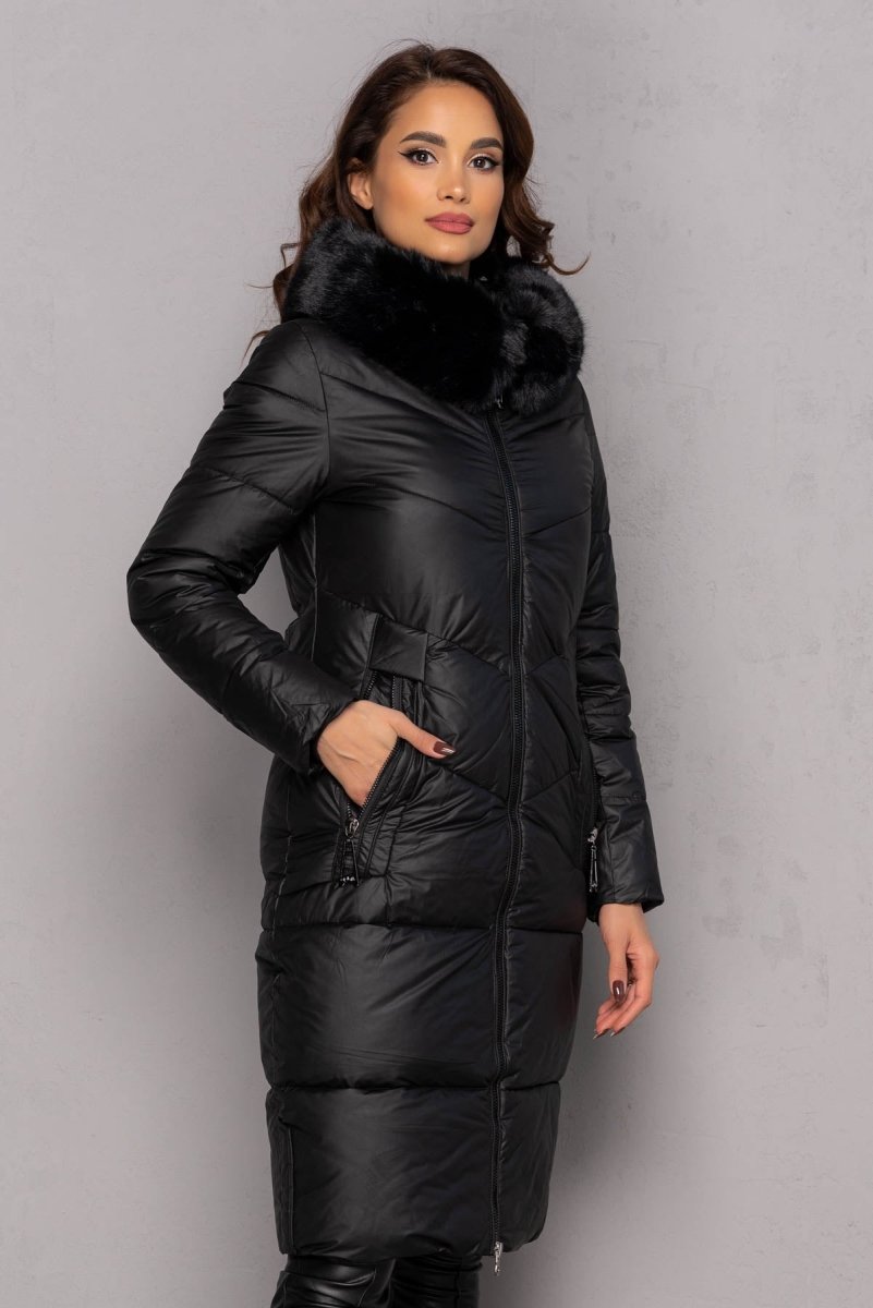 Geaca lunga de iarna - DAPHNE - Neagra - Geaca Groasa -B WEAR RO