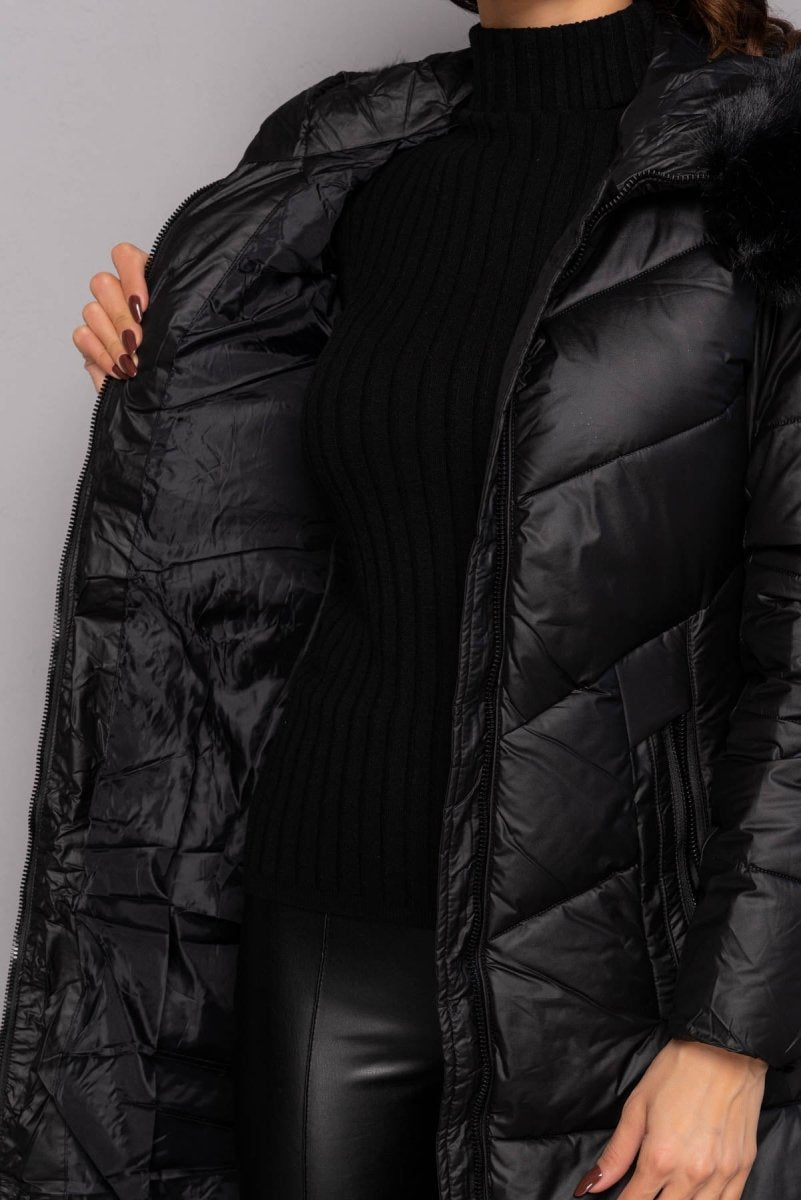 Geaca lunga de iarna - DAPHNE - Neagra - Geaca Groasa -B WEAR RO