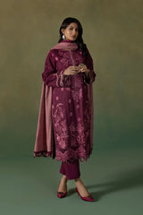 S - EMBROIDERED KHADDAR PURPLE 3PC