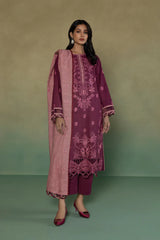 S - EMBROIDERED KHADDAR PURPLE 3PC