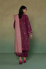 S - EMBROIDERED KHADDAR PURPLE 3PC