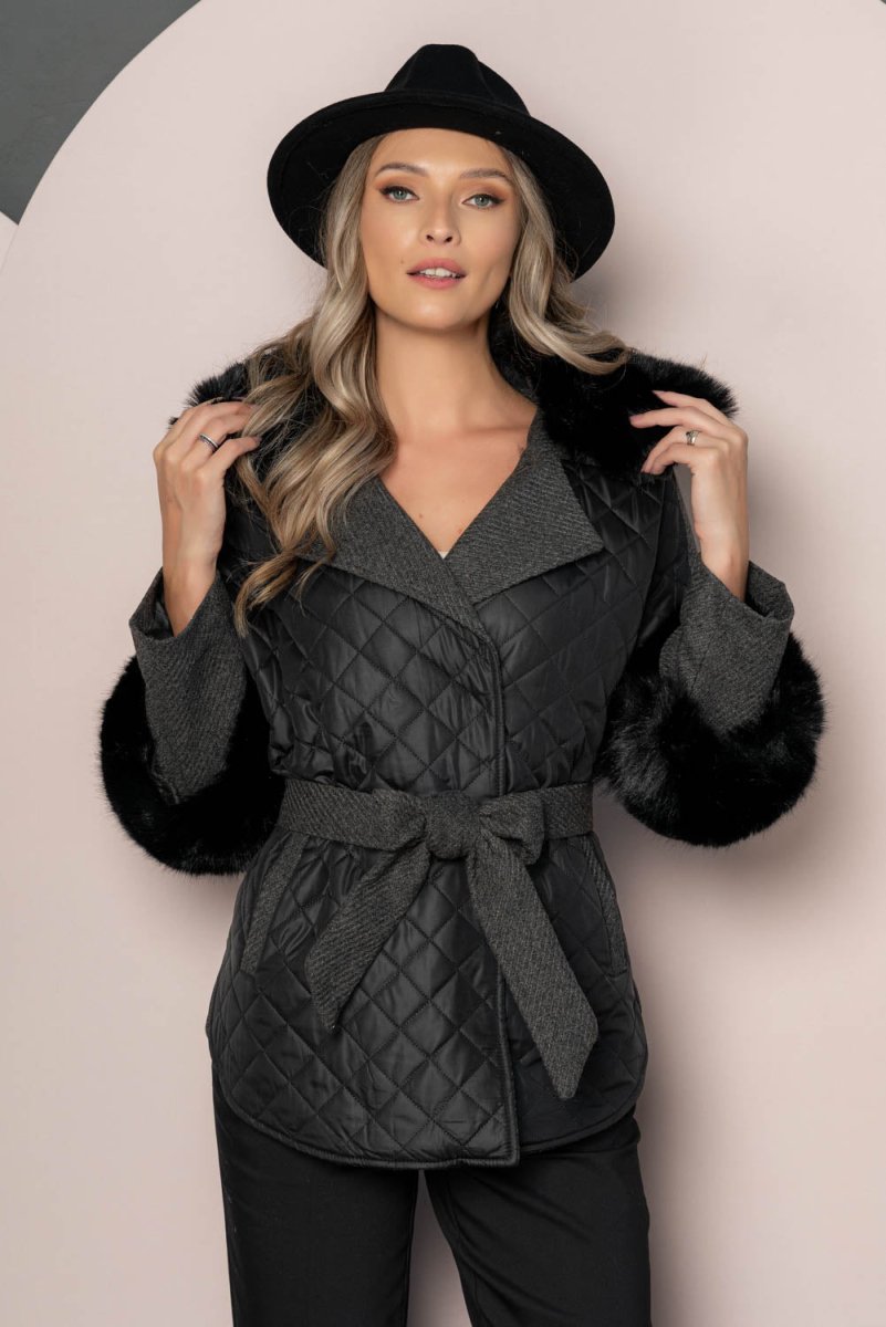 Palton scurt cu blanita - TRICIA - Negru - Palton - WS24