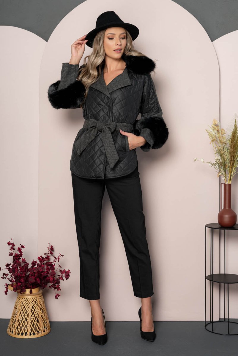Palton scurt cu blanita - TRICIA - Negru - Palton - WS24