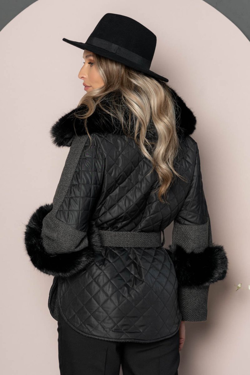 Palton scurt cu blanita - TRICIA - Negru - Palton - WS24