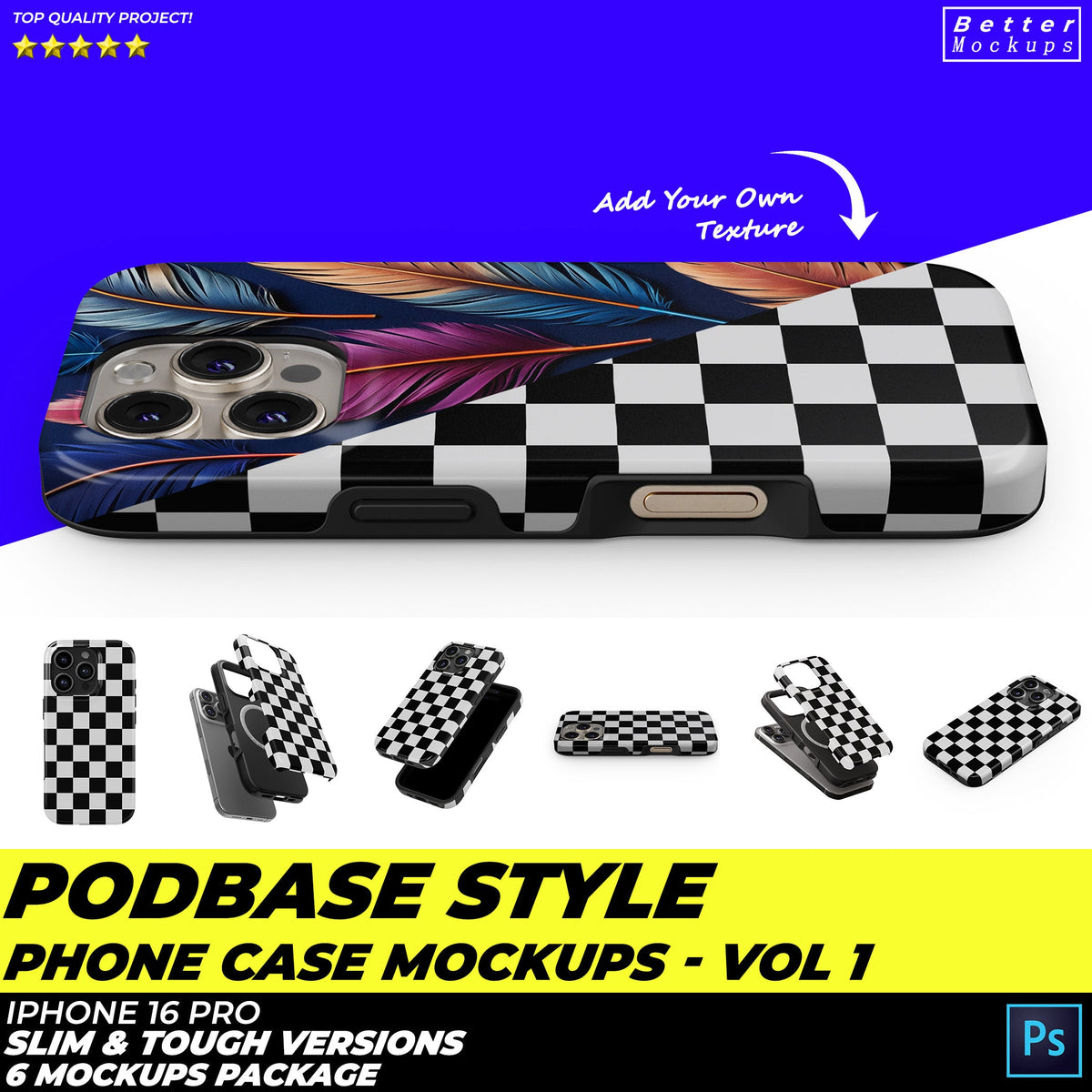 Podbase Style iPhone 16 Pro Snap Tough Case Mockups vol1