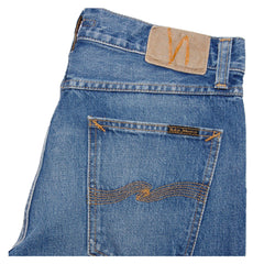 Close up of Nudie Jeans Steady Eddie in Blue Haze