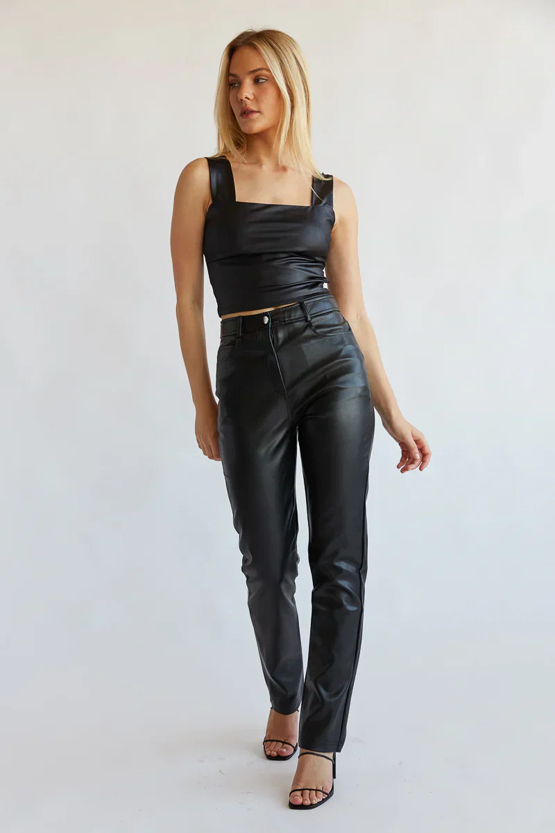 Katella Vegan Leather Straight Leg Pants