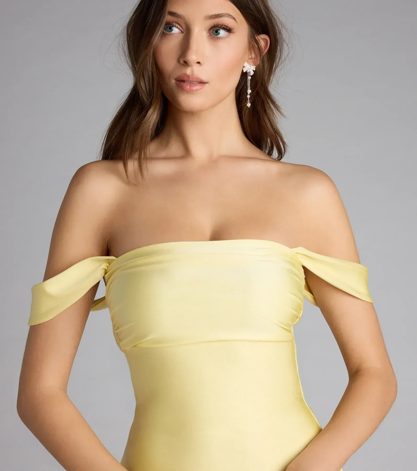 Classics Lover Off-The-Shoulder Satin A-Line Mini Dress
