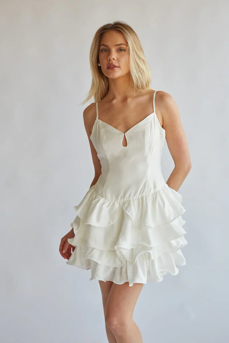 Diane Keyhole Front Tiered Ruffle Mini Dress
