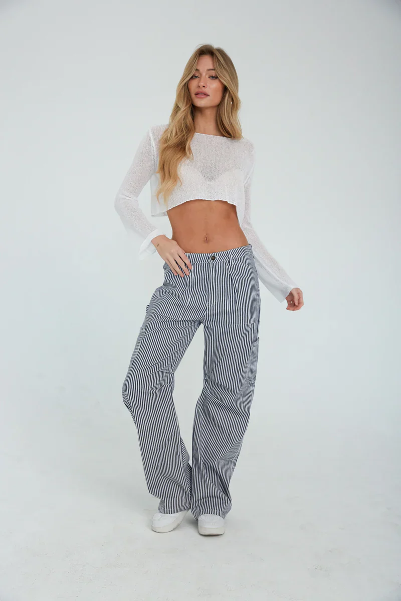 Hollie Cropped Long Sleeve Knit Top
