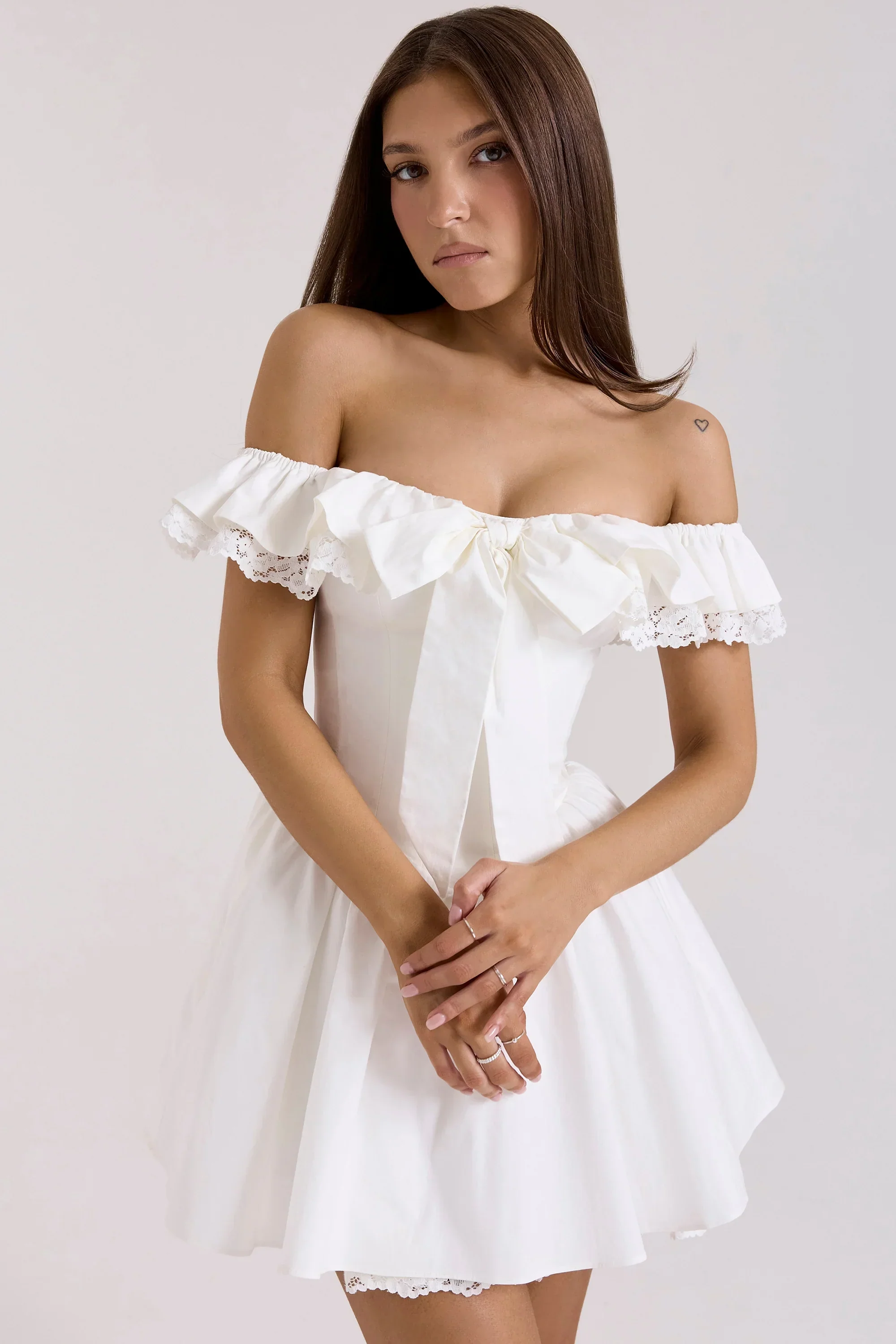 La Mariée Off Shoulder Mini Dress