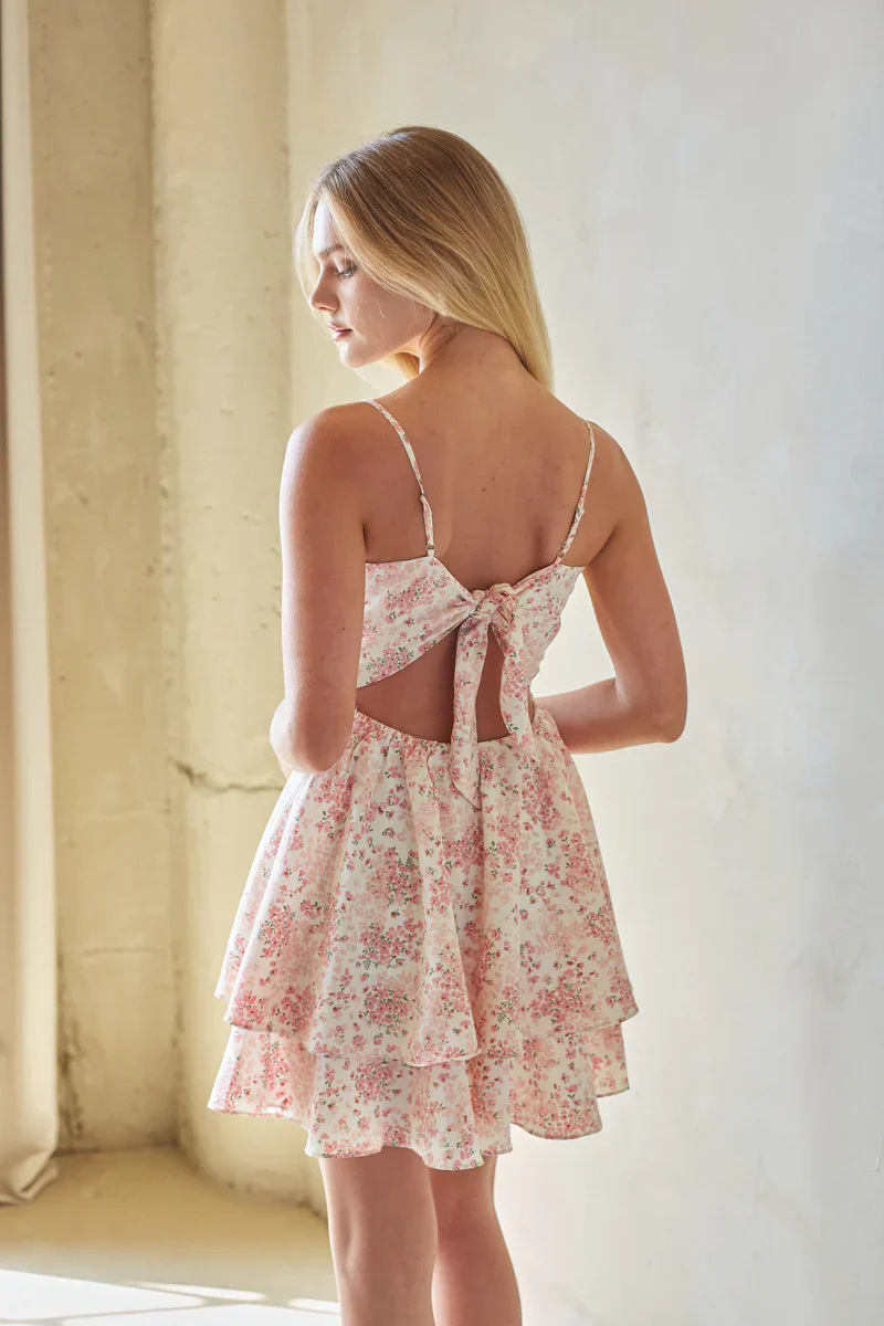 Alina Floral Tie Back Mini Dress