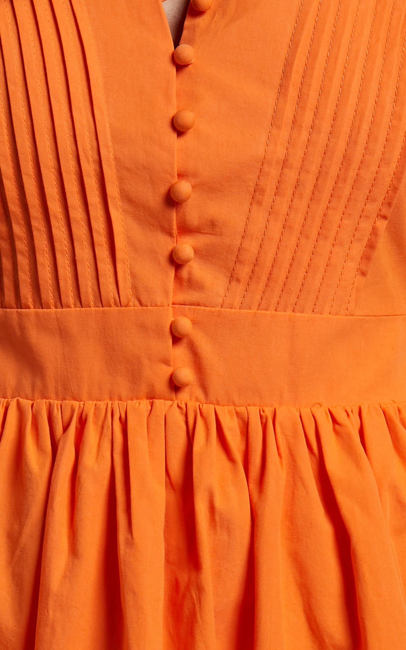 Zandra Mini Dress – Orange Puff Sleeve Fit & Flare Poplin Dress