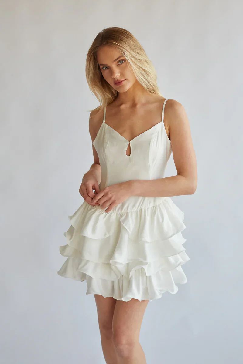 Diane Keyhole Front Tiered Ruffle Mini Dress