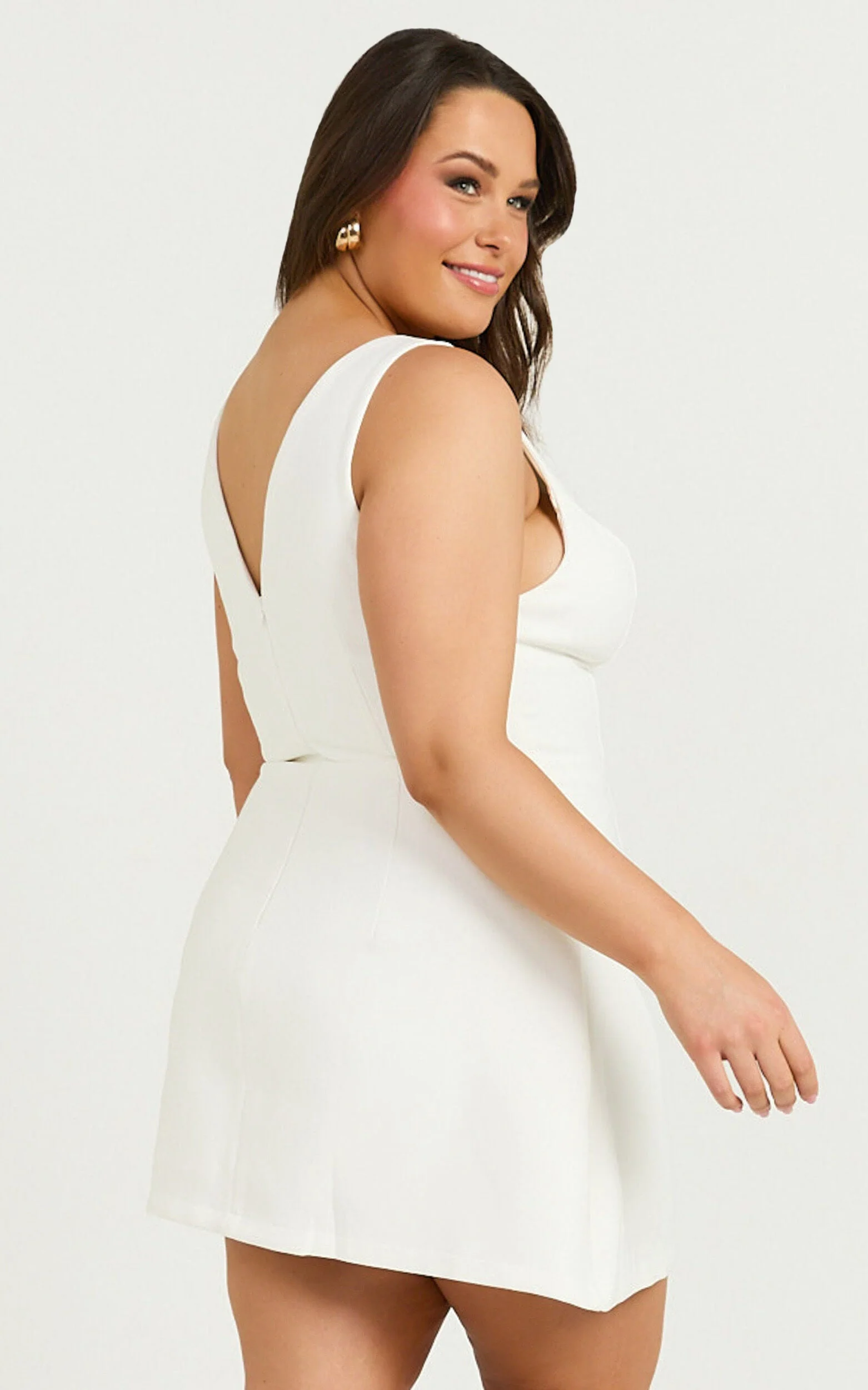 Freddie Mini Dress - Boat Neck Fit and Flare Dress in White