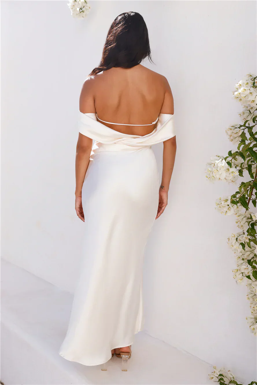 Precious Pearl Satin Maxi Dress Champagne