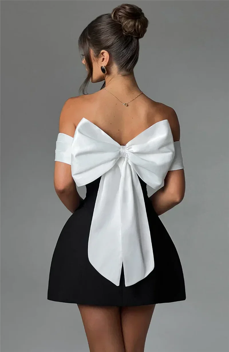 Bianca Satin Bow Mini Dress