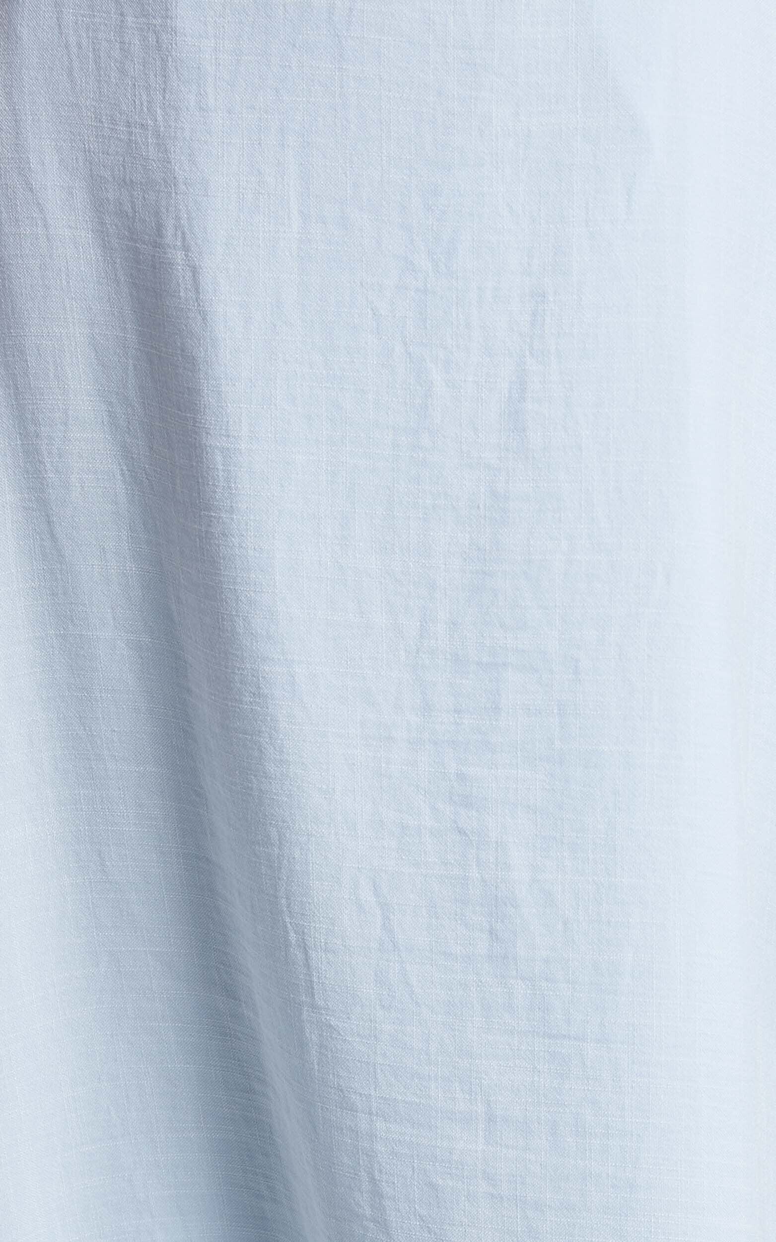 Twist Strapless Cocktail Midi Dress in Ice Blue