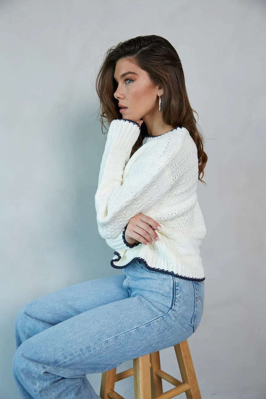 Liz Cropped Knit Sweater