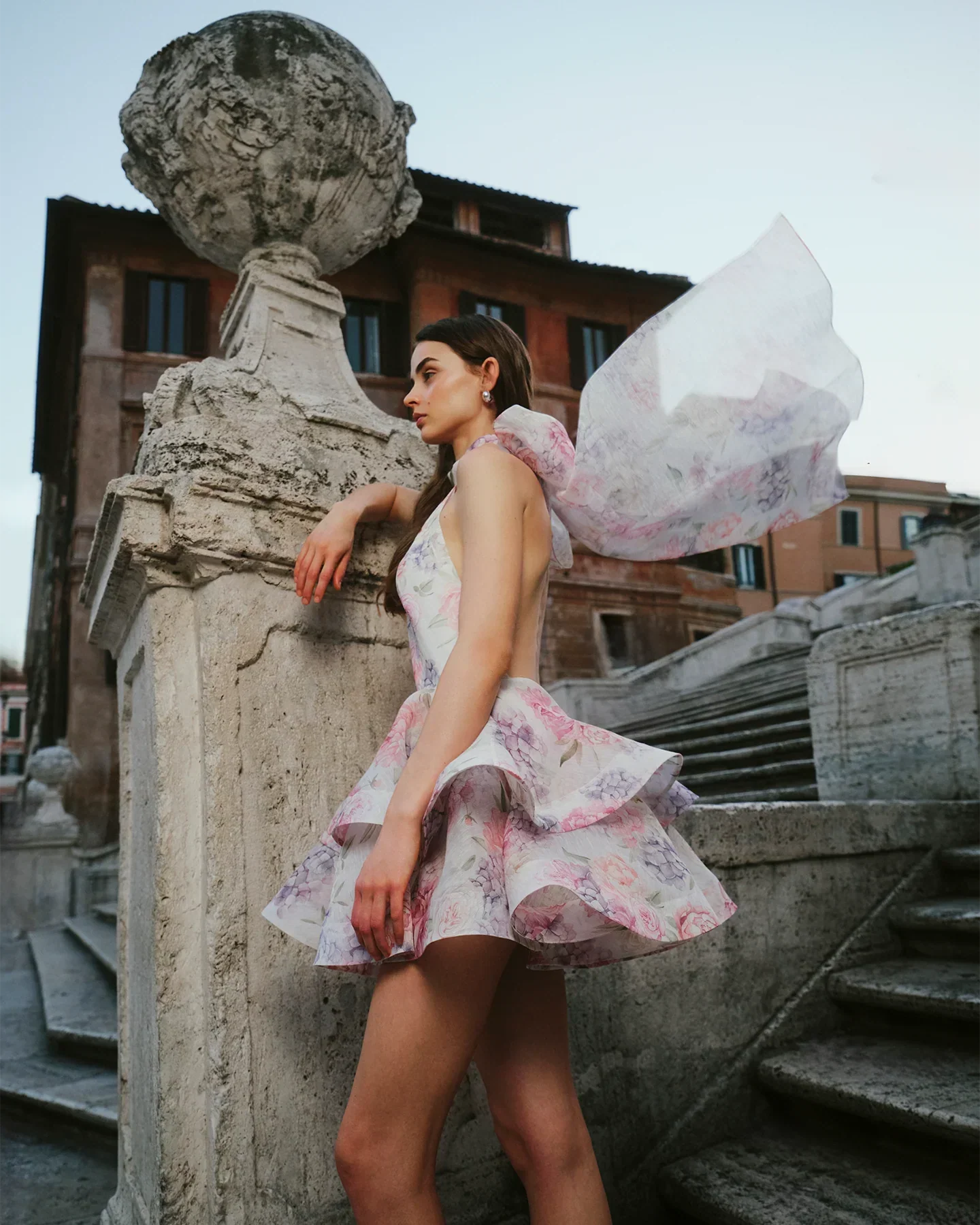 Riviera Bloom Bow Mini Dress