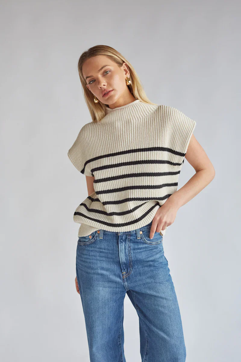 Amari Mock Neck Sleeveless Sweater Top
