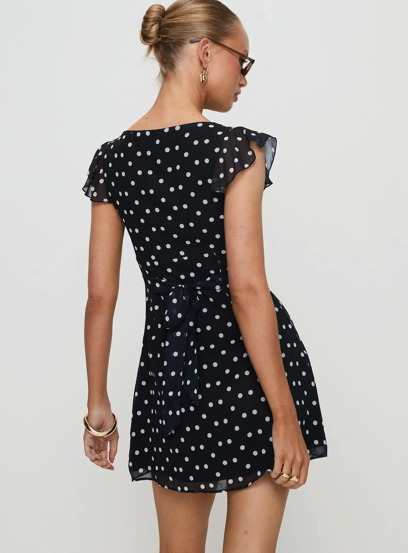 I guess so mini dress black polka dot petite