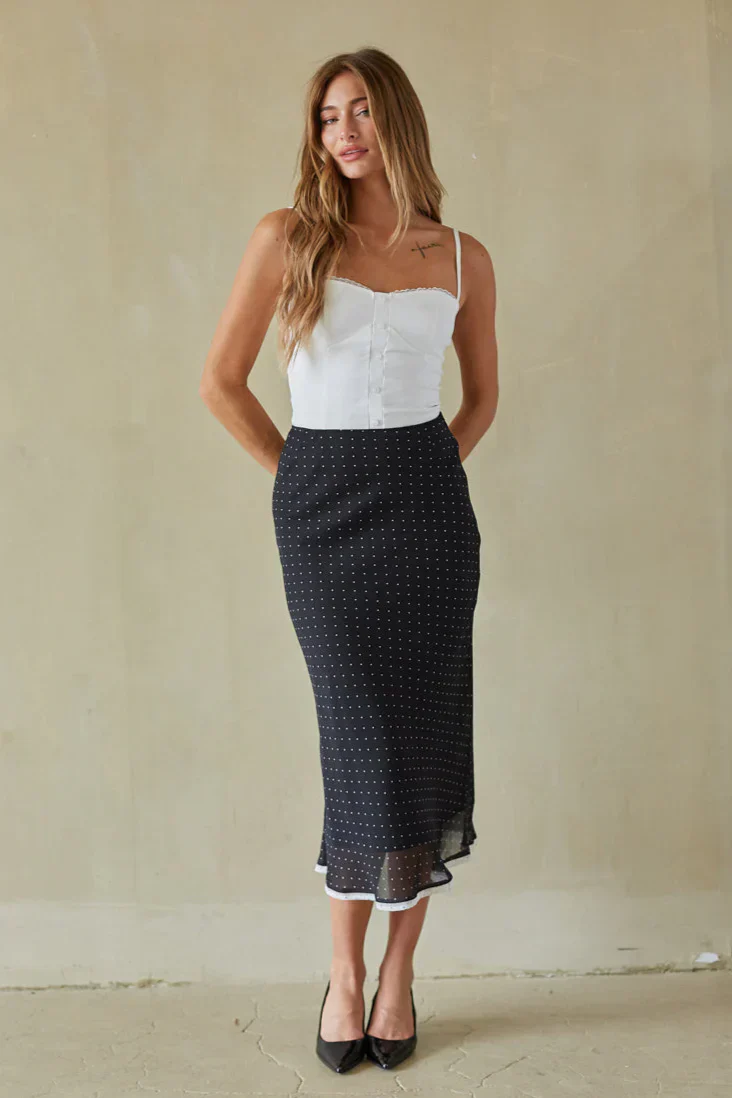 Melissa Polka Dot Midi Skirt