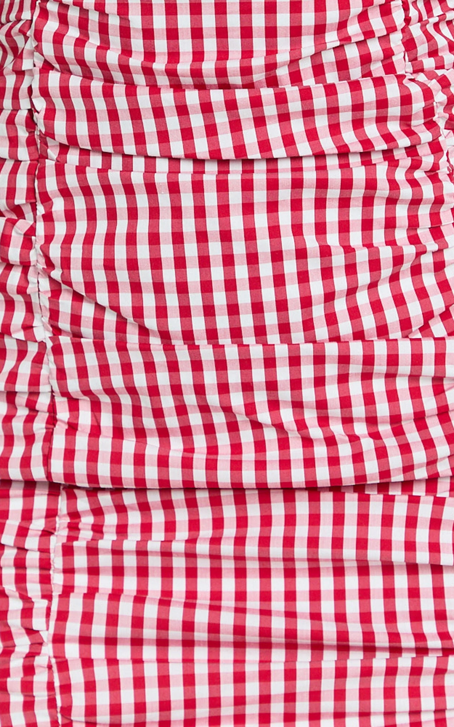 Strappy Ruched Bodycon Mini Dress in Red Gingham