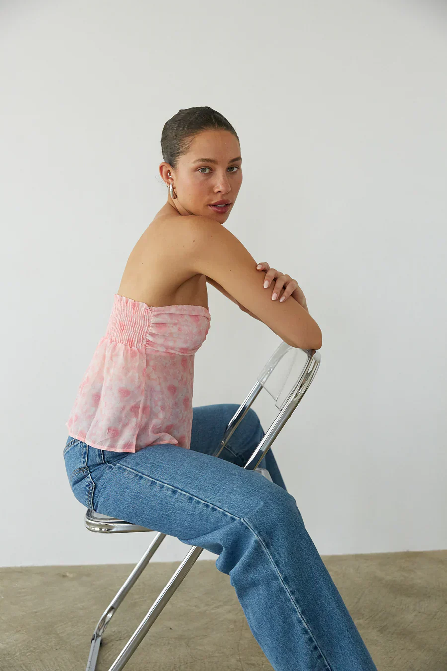 Kalel Floral Chiffon Babydoll Top