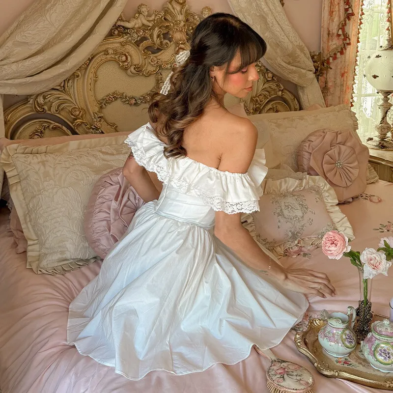 La Mariée Off Shoulder Mini Dress