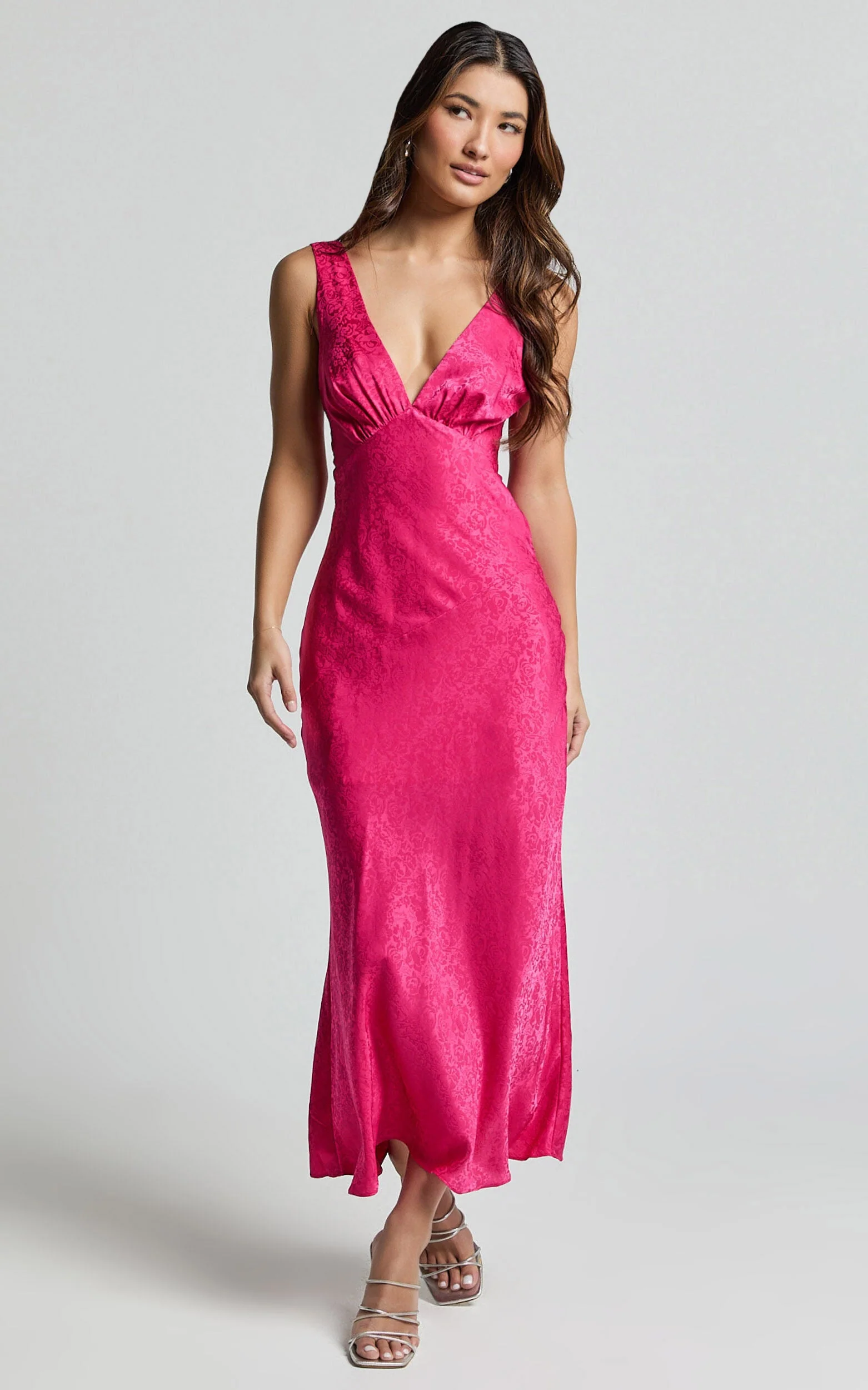 Cohen Midi Dress – Textured Satin Mid-Length Dress in Blush Pink