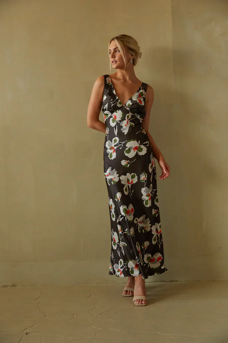 Jana Satin Floral Maxi Dress