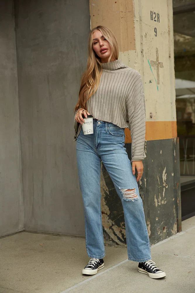 Hudson Distressed Straight Jeans