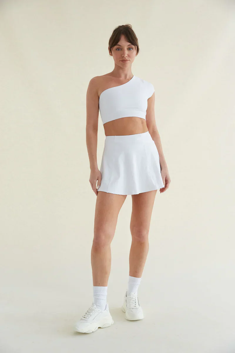 Mia Smoothing One Shoulder Crop Top in White