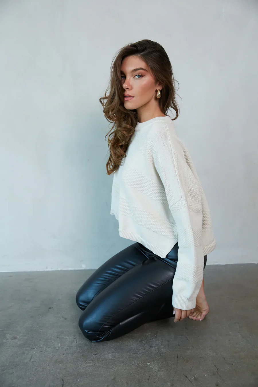 Jess Tonal Striped Knit Cropped Sweater