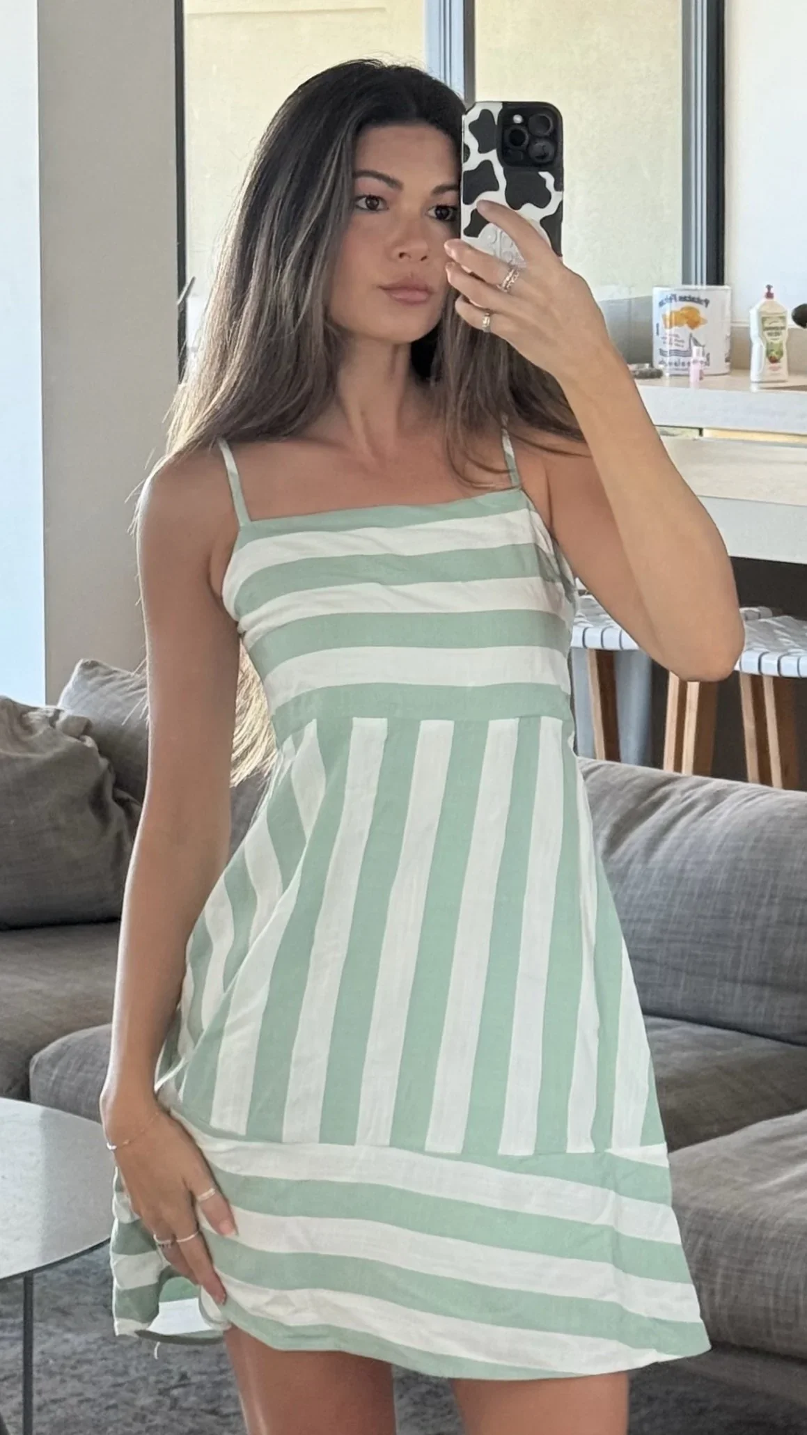 Baylee Mini Dress - Sage Stripe