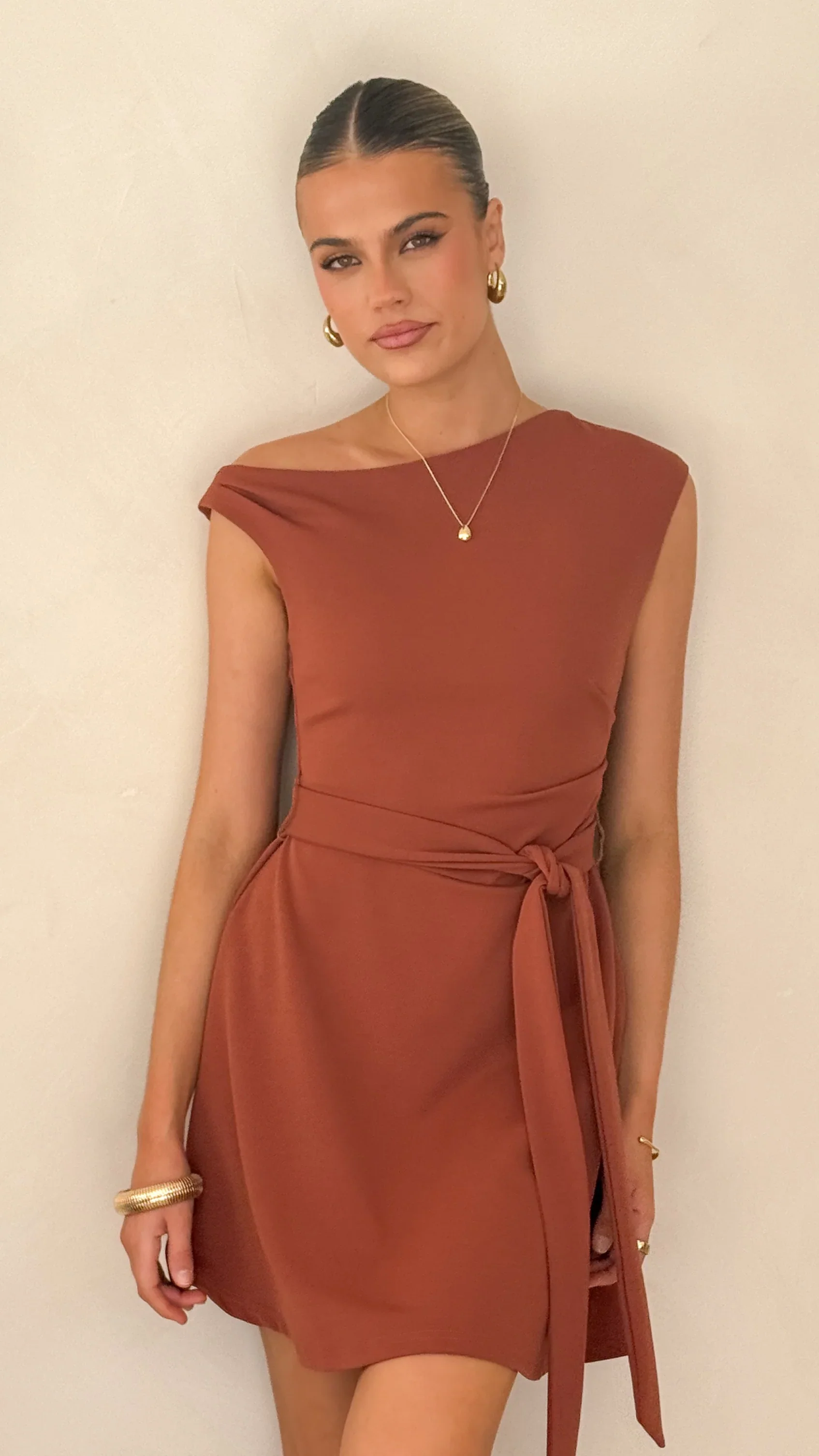 Gem Mini Dress - Brown