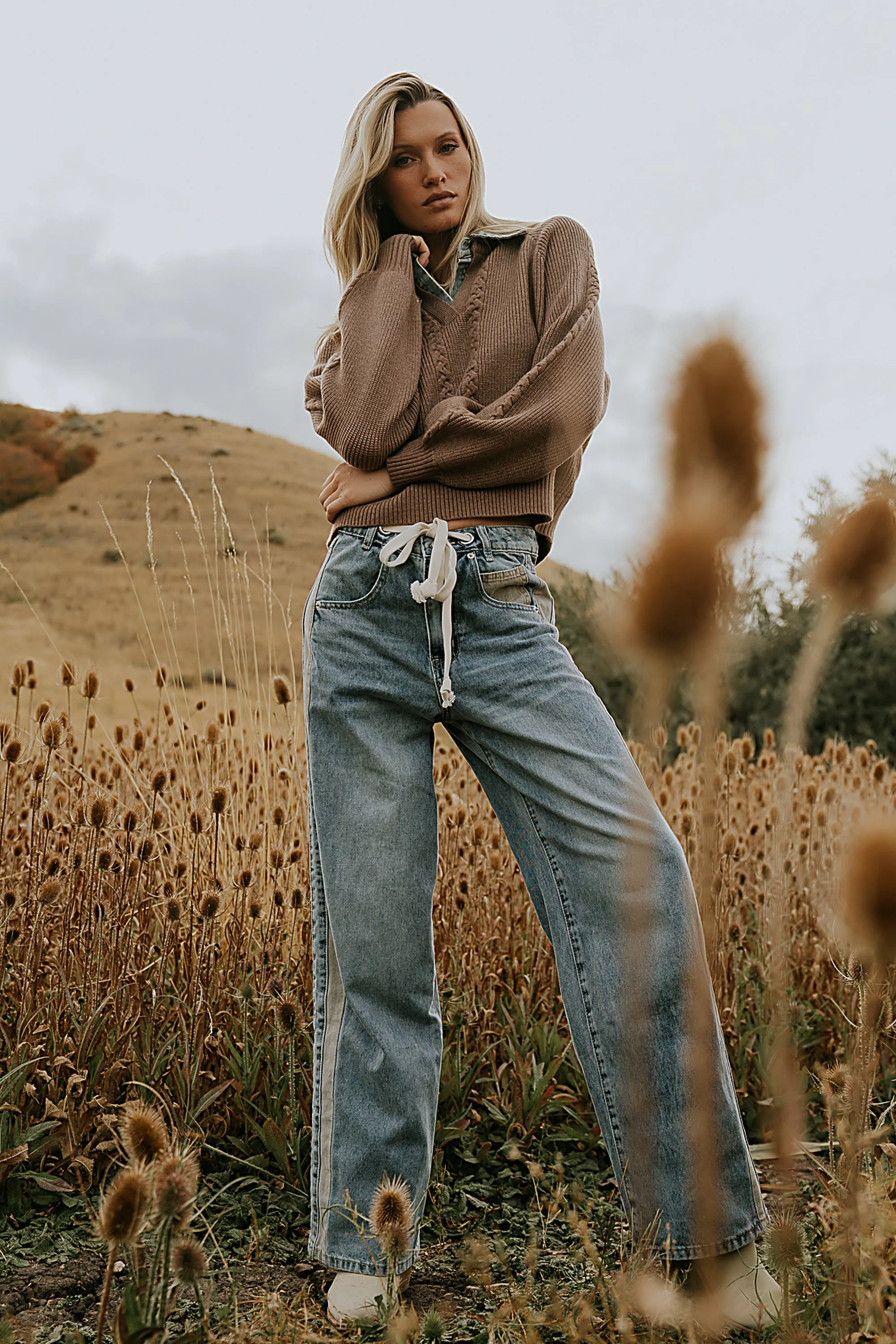 Melissa Contrast Sweater in Mocha