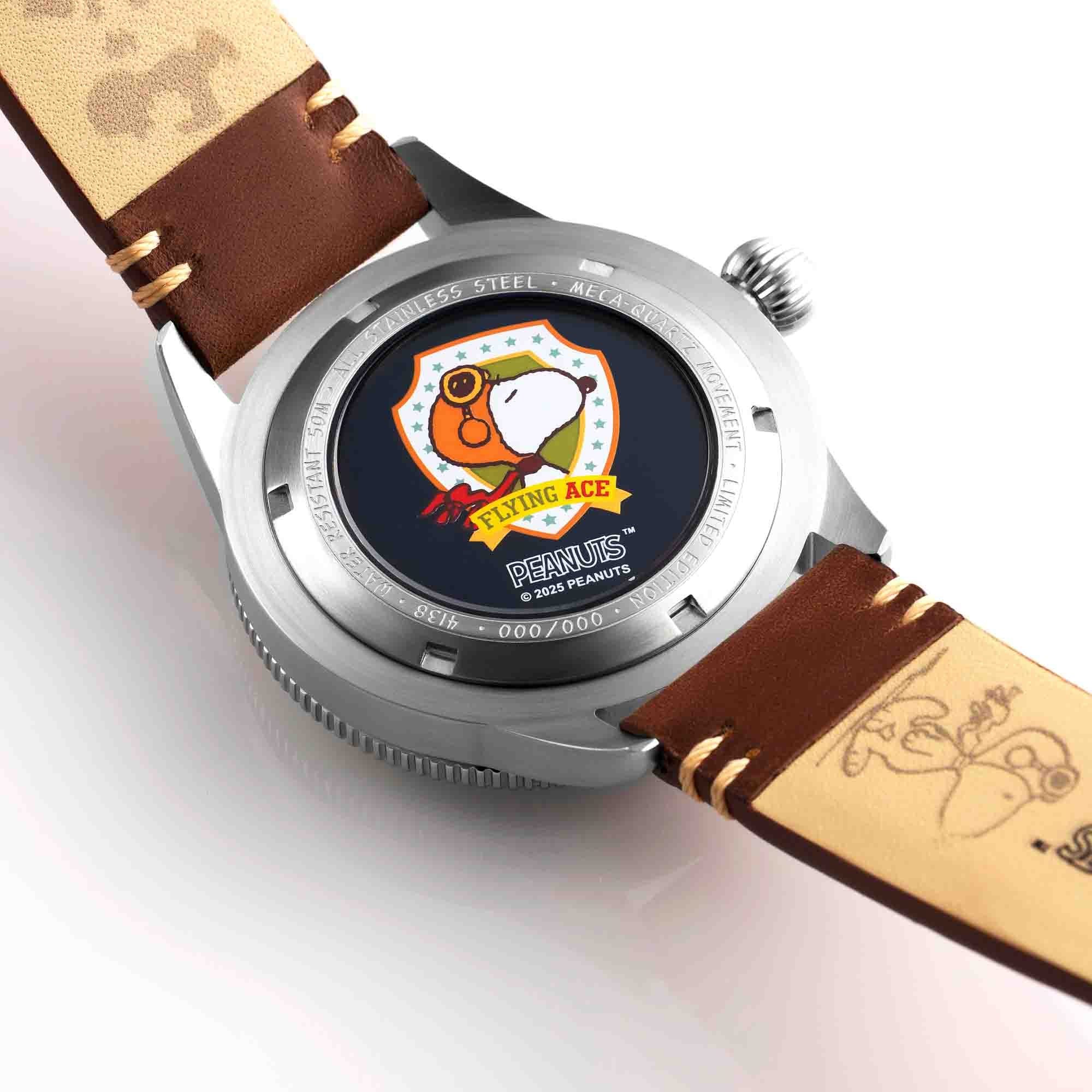 AVI-8 Flyboy Airmaster 40 Meca-Quartz Peanuts Snoopy Flying Ace Camel Brown Limited Edition