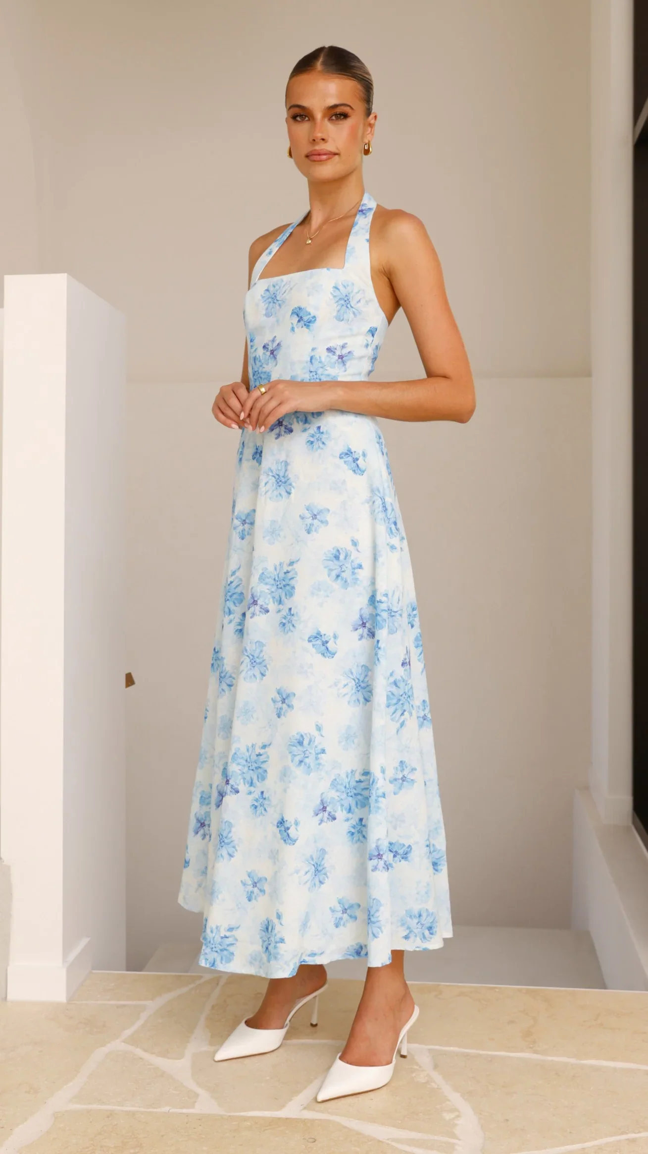 Mady Maxi Dress - Blue Floral