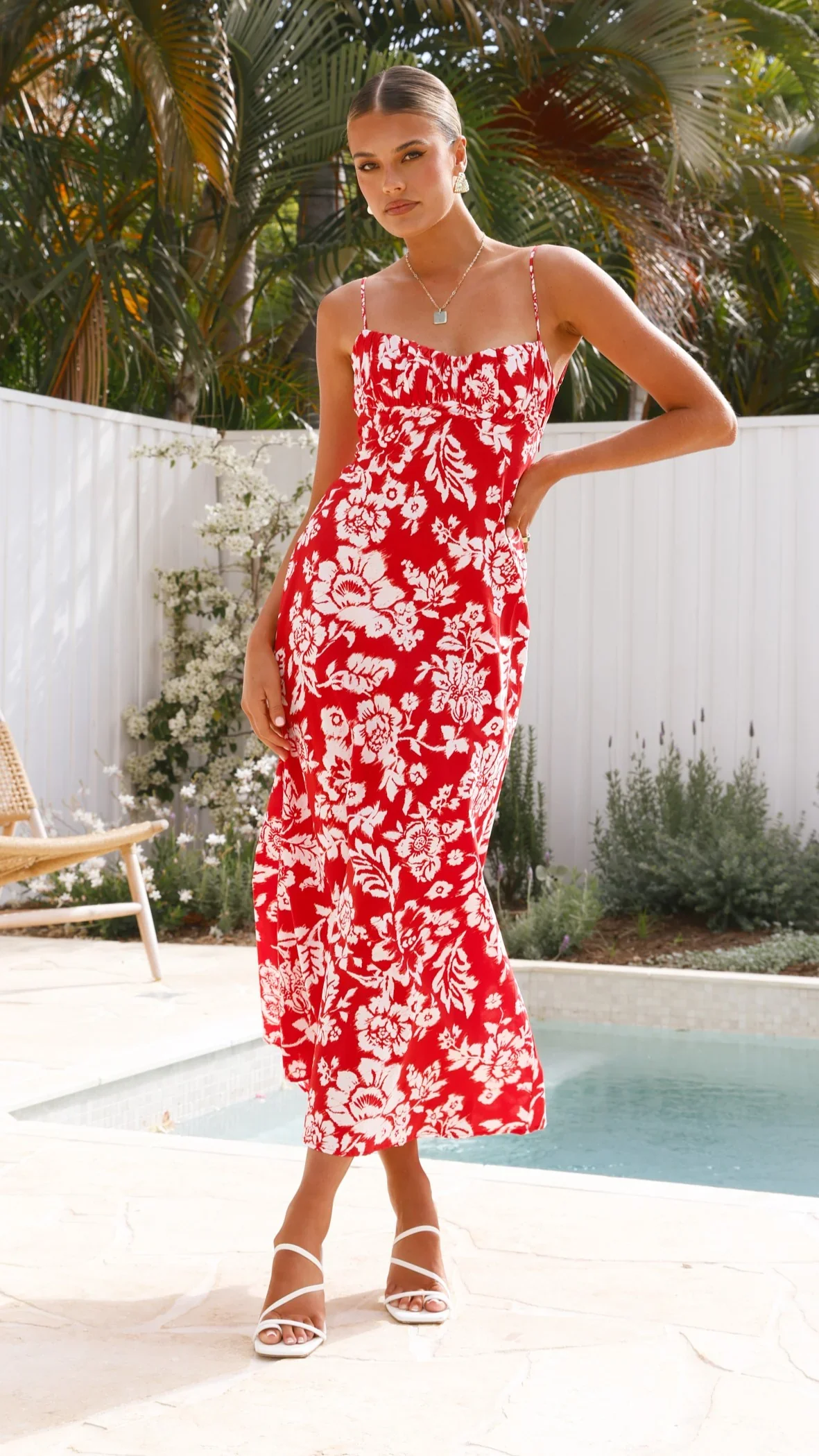 Margie Midi Dress - Red Floral