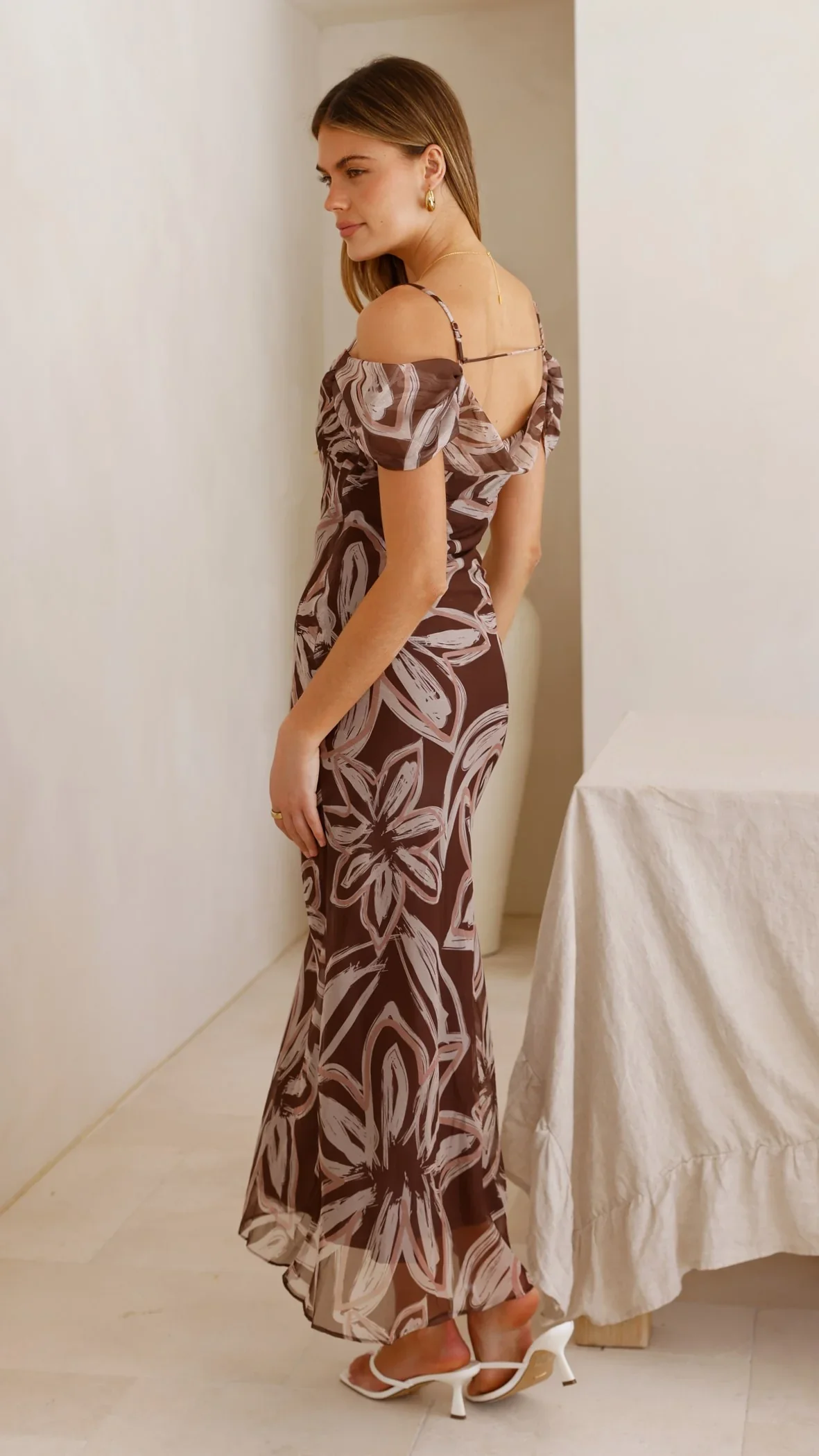 Adrianna Midi Dress - Brown Floral