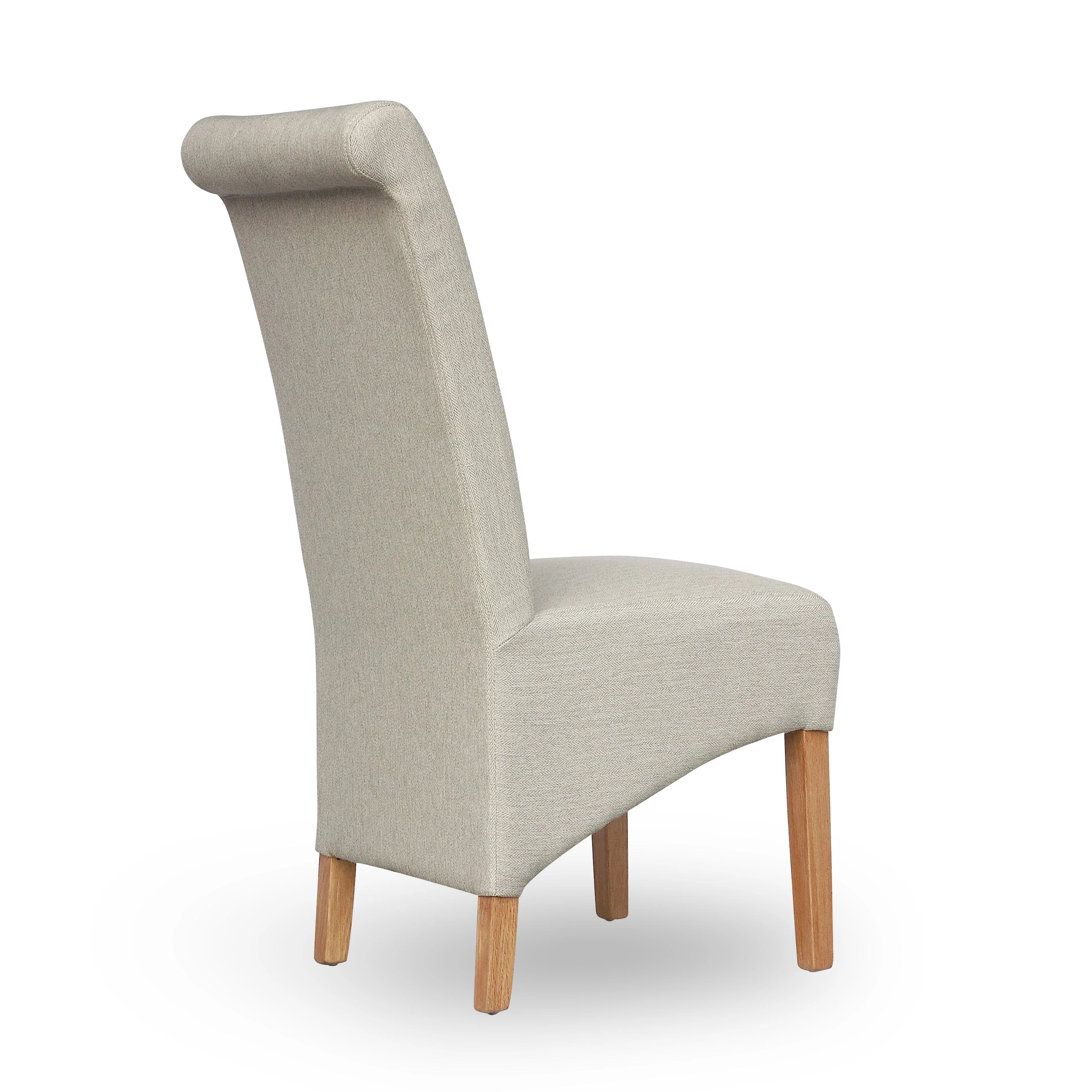 Hawksmoor Cappuccino Herringbone Plain Roll Back Dining Chair (Pair)