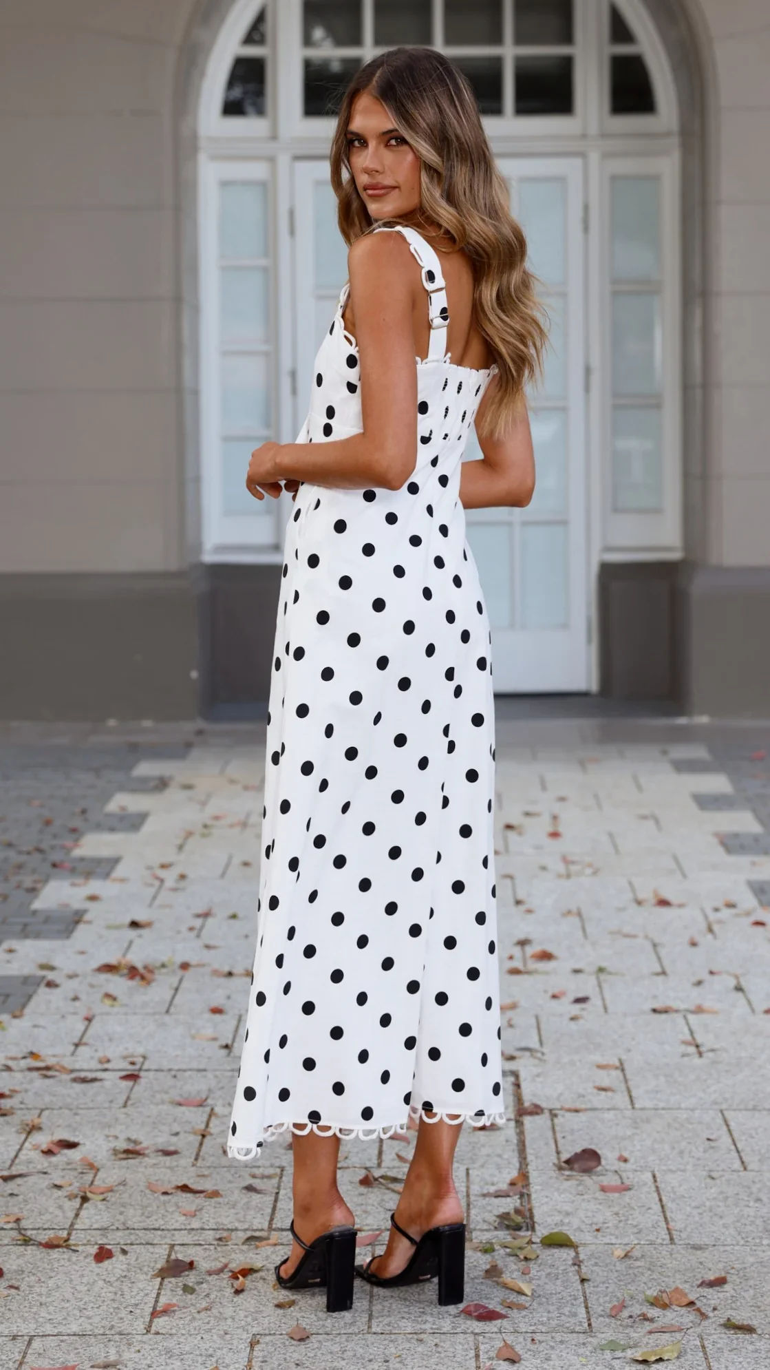 Milani Maxi Dress - White Polka