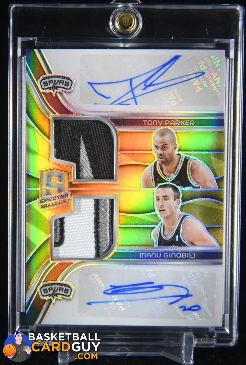 Tony Parker / Manu Ginobili 2023-24 Panini Spectra Veteran Dual Patch Autographs Gold #8 #/5