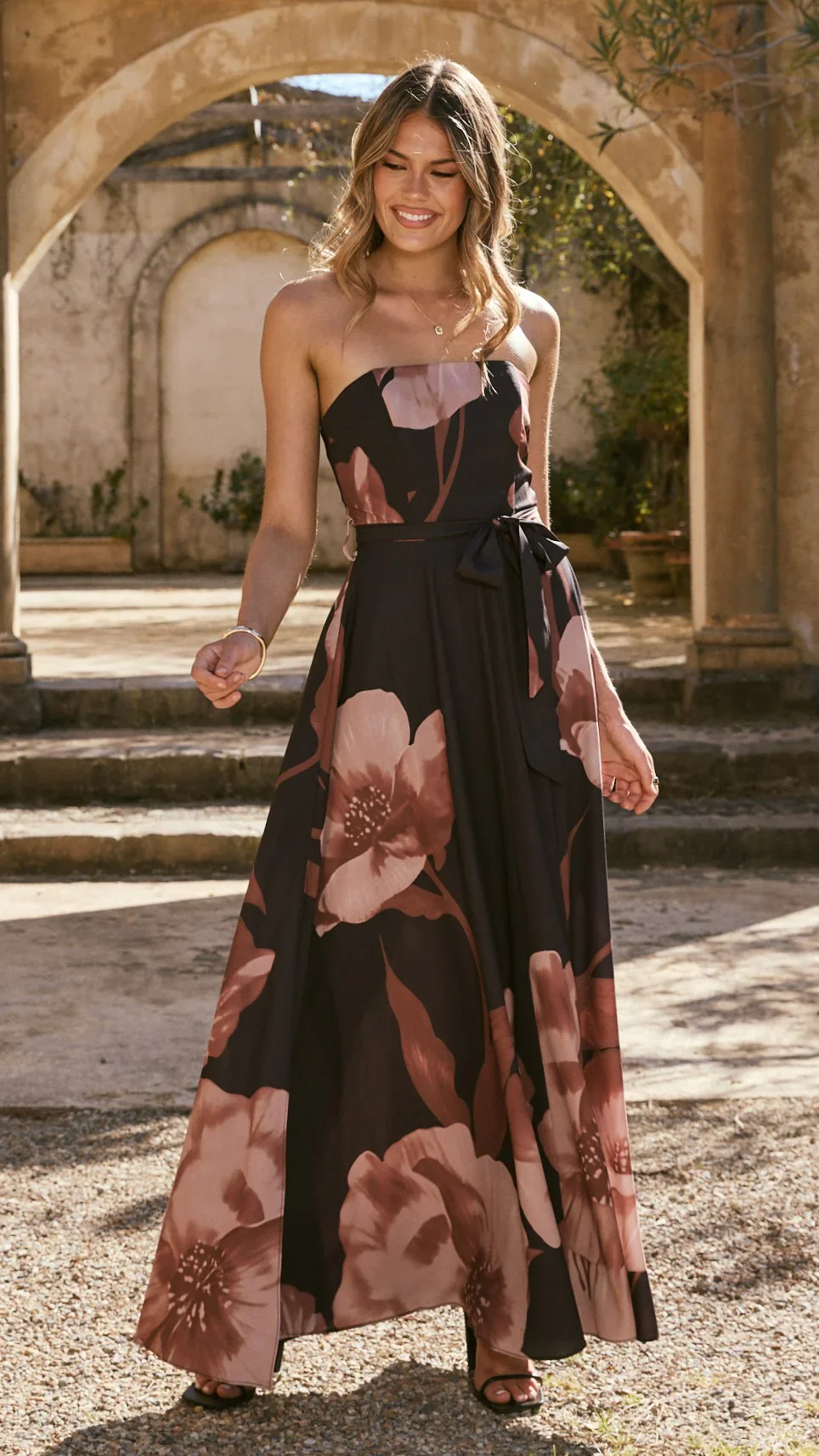 Carson Maxi Dress - Black/Wine Floral