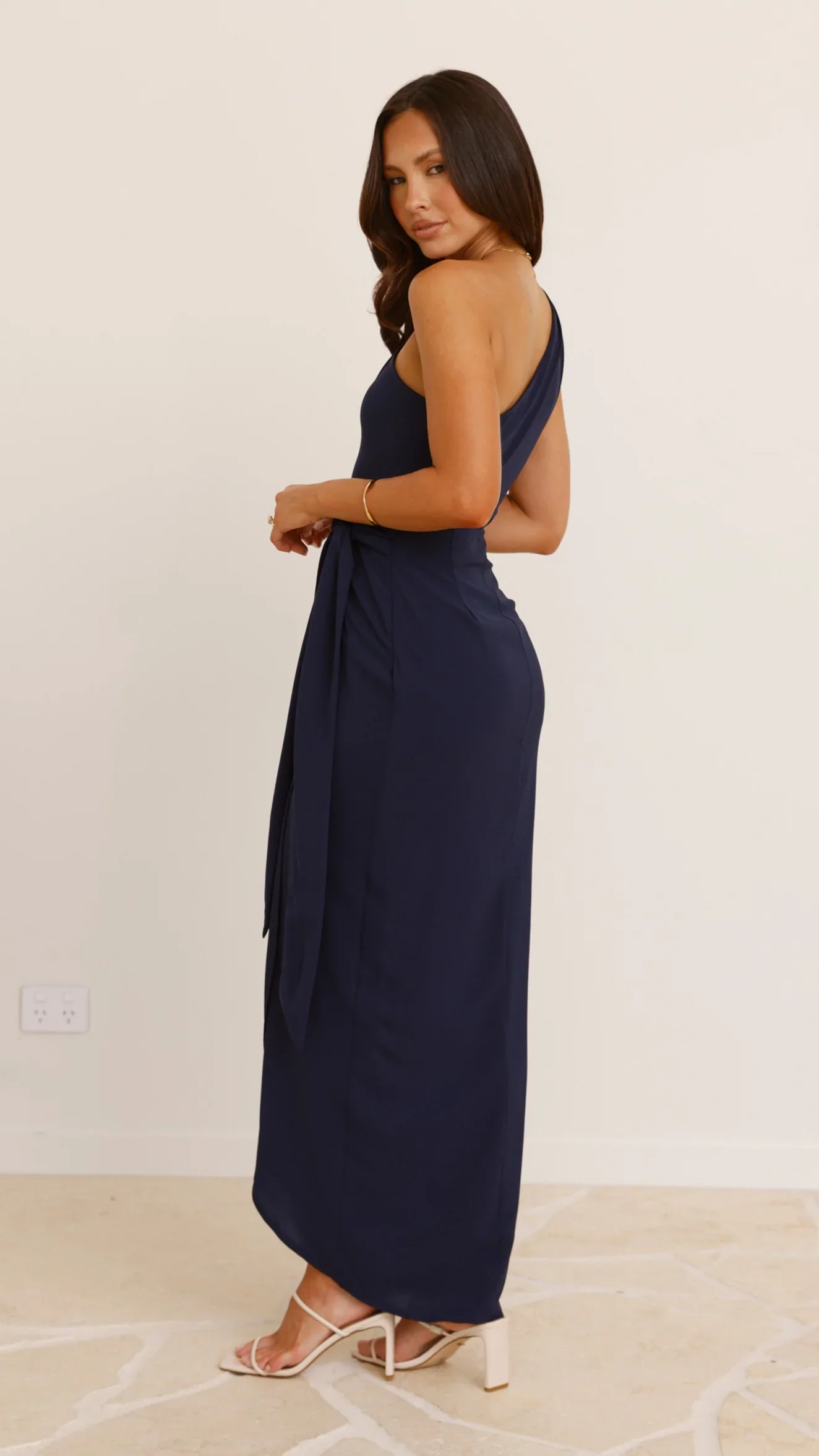 Clara One Shoulder Maxi Dress - Navy