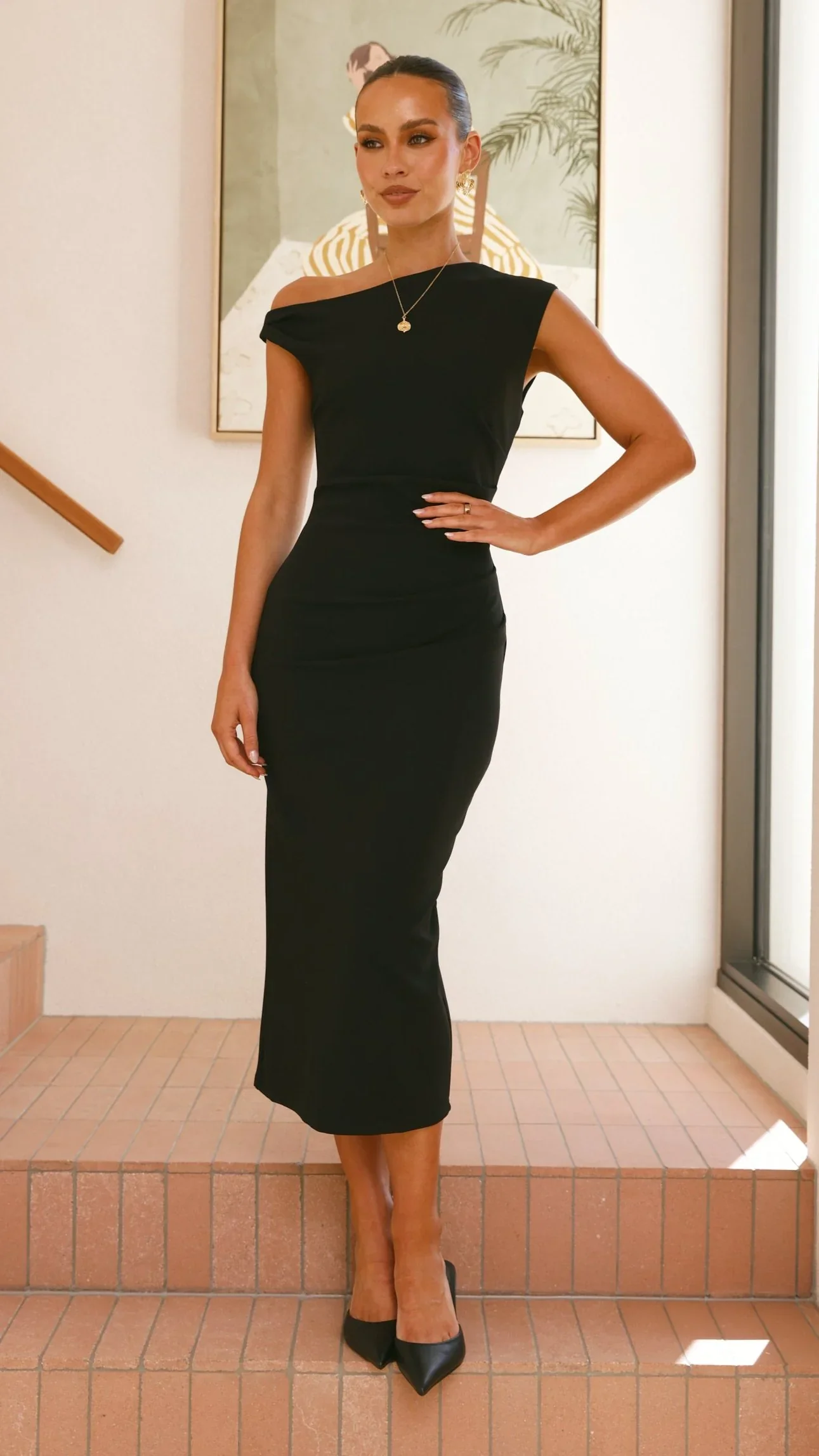 Lilah Midi Dress - Black