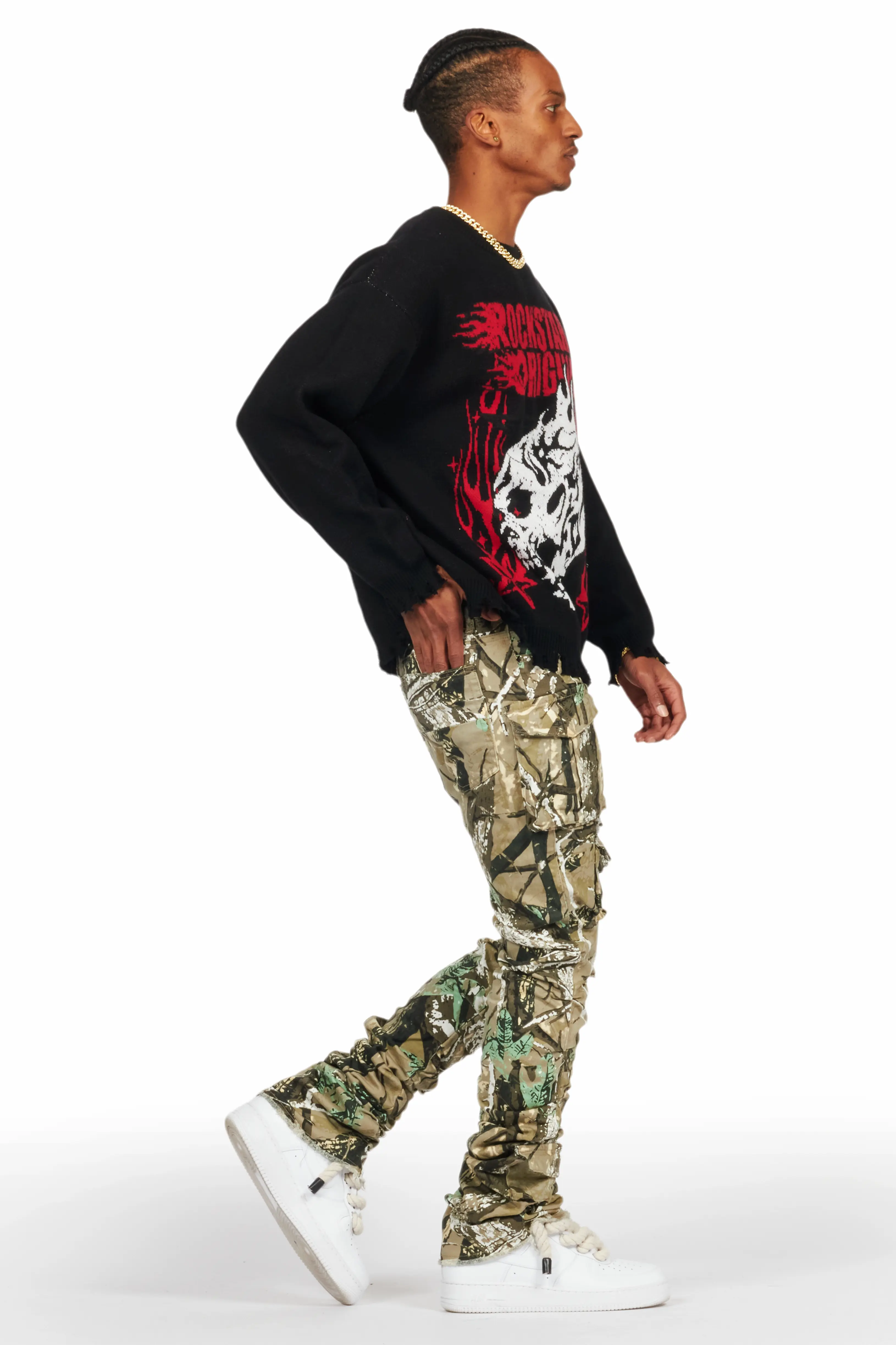 Gentry Tree Camo Stacked Flare Jean