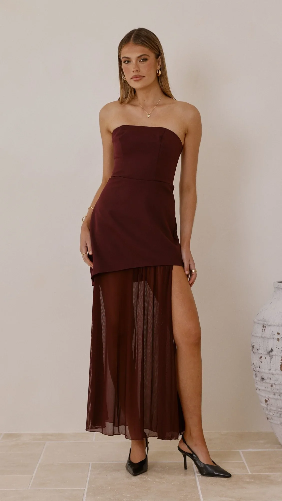 Fenella Asymmetrical Maxi Dress - Plum
